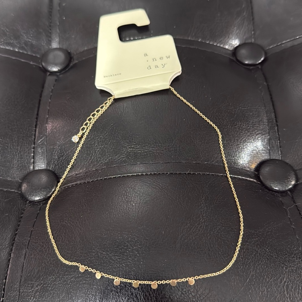 New Delicate Gold Metal 7 Circle Embellished 15" Adjustable Necklace A New Day